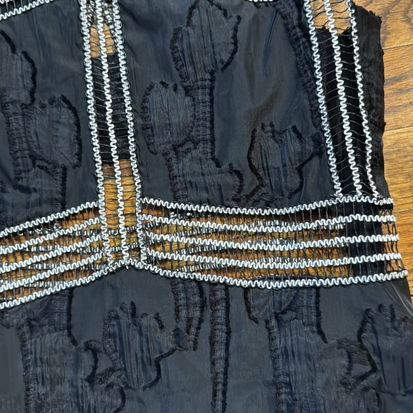 ALEXIS Rajani Black Sheer Details White Contrast Stitching Textured Mini Dress S - Picture 5 of 16